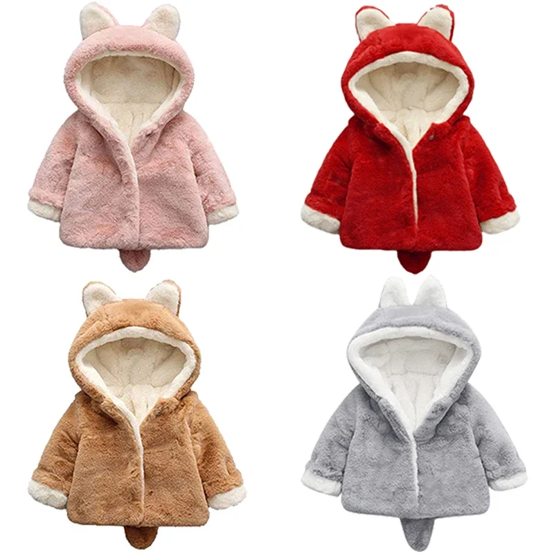 Baby Clothing Winter - Schattige Kattenoren Pluche Babyjack Kerstprinses Meisjes