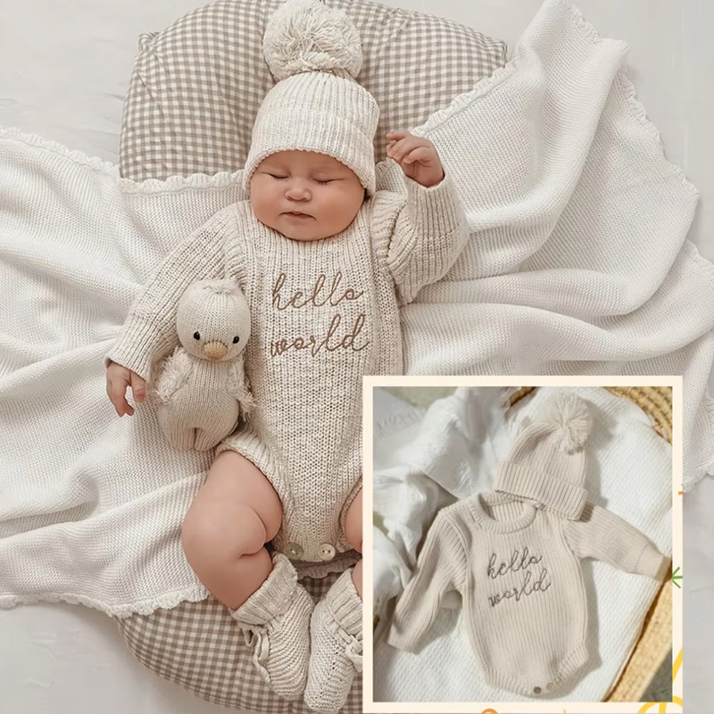 Baby Clothing Onesies - Ylsteed Hello World breien pasgeboren fotografie